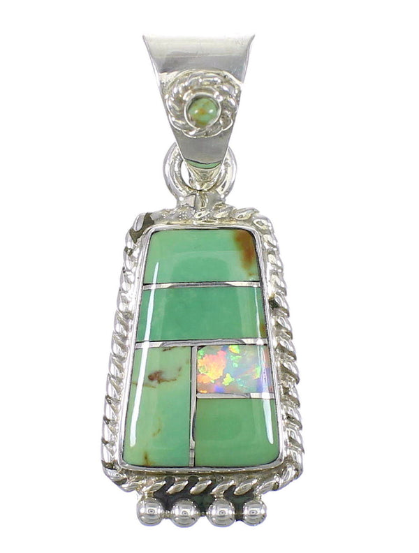 Silver Turquoise And Opal Pendant YX77588